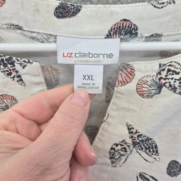 Liz Claiborne Linen Blend Tank Beach Summer Seashell Print Women's XXL - Picture 3 of 8